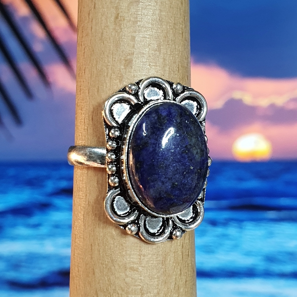 Lapis Lazuli Sterling Silver Plated Ring Size 8